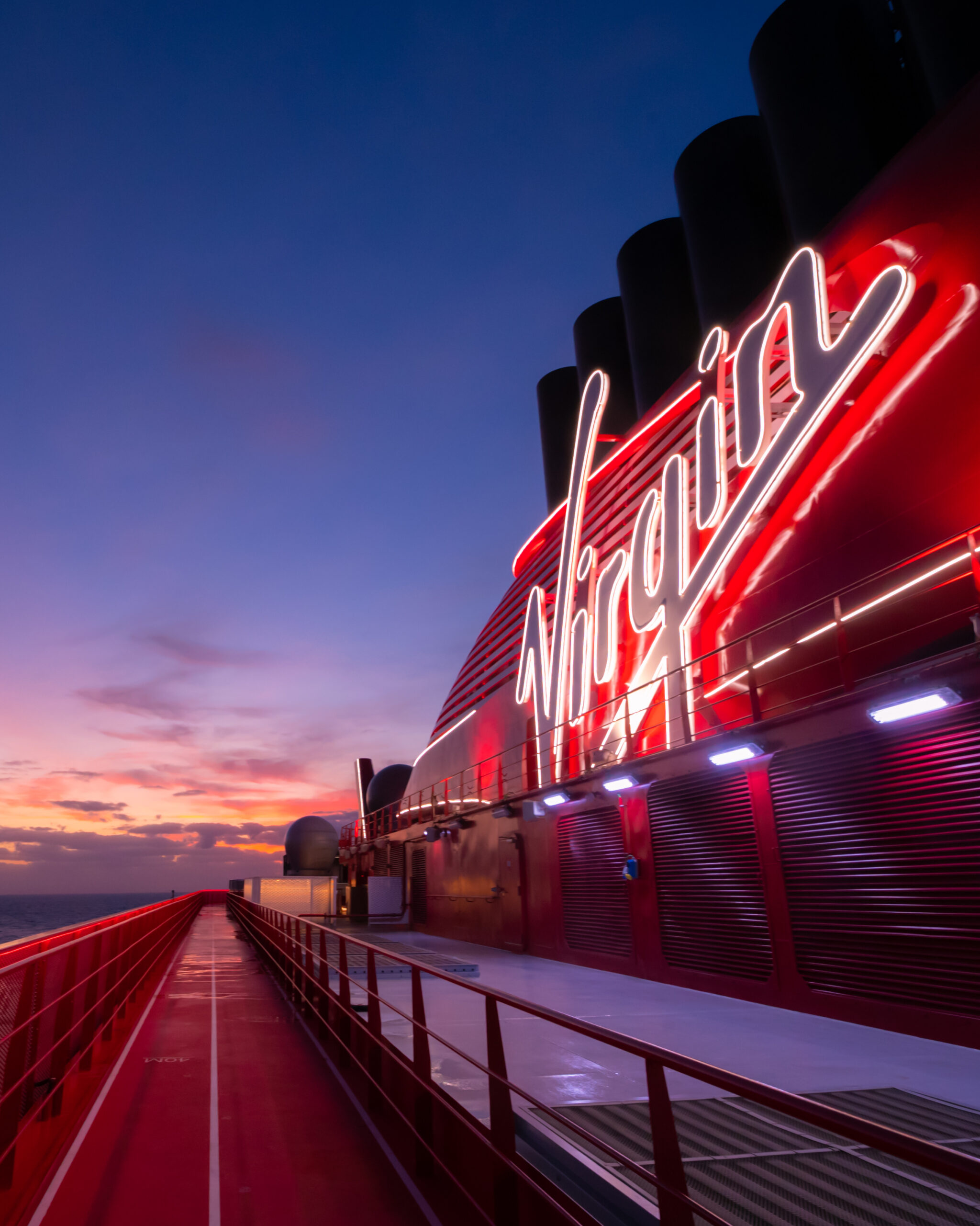 A view of the sunset onboard the Scarlet Lady with Virgin Cruises